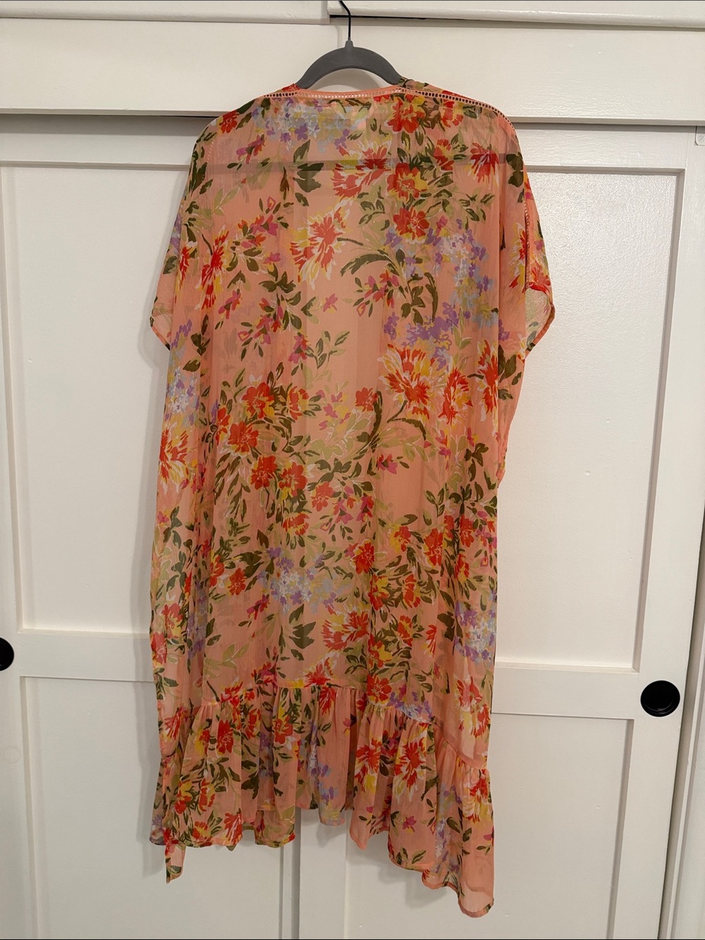 LC Lauren Conrad Coral Floral Sheer Kimono - Picture 3 of 3